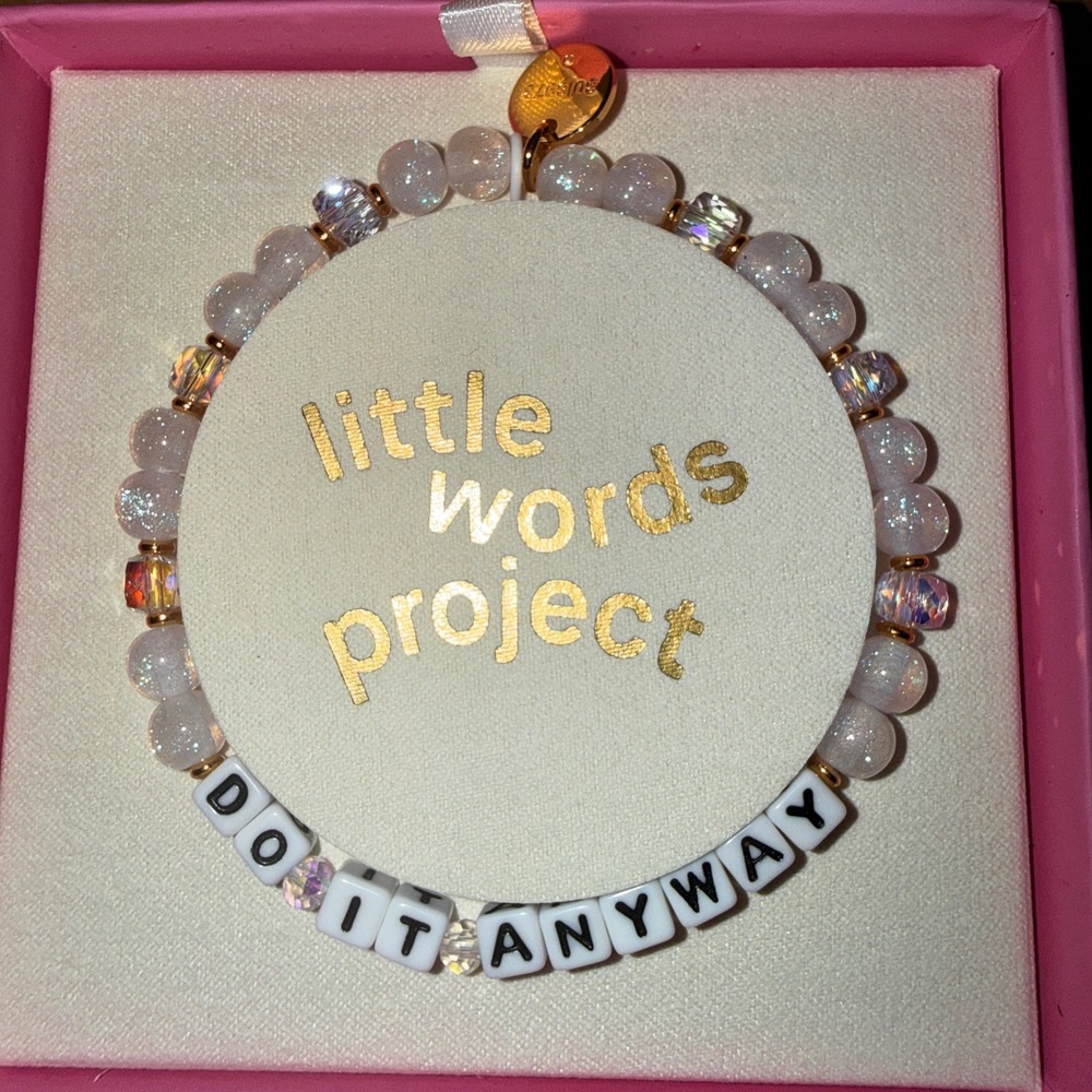 Little Words Project Bracelet NEW Do It Anyway Iridescent Beaded Boxed`